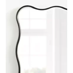 Kirklands Home Decorative Mirrors|Black Wavy Beveled Rectangular Wall Mirror