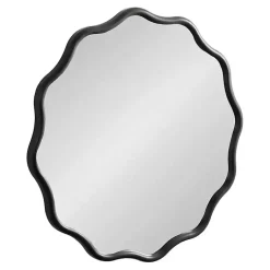 Kirklands Home Decorative Mirrors|Wavy Scallop Round Wall Mirror Black