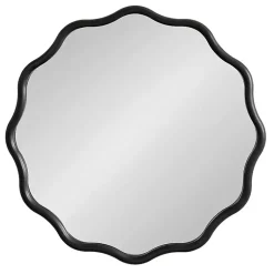 Kirklands Home Decorative Mirrors|Wavy Scallop Round Wall Mirror Black