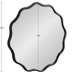 Kirklands Home Decorative Mirrors|Wavy Scallop Round Wall Mirror Black