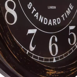 Kirklands Home Clocks|Black Weathered Iron Frame Round Wall Clock