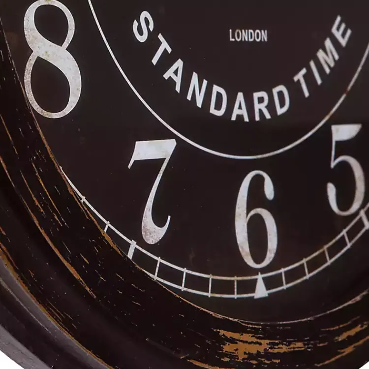 Kirklands Home Clocks|Black Weathered Iron Frame Round Wall Clock