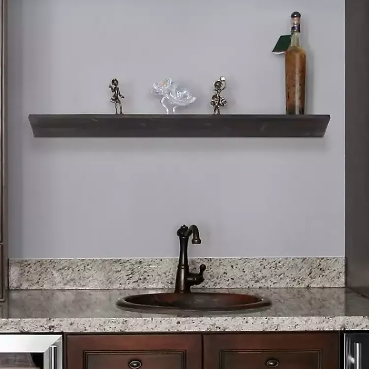 Kirklands Home Shelves|Black Wedge Wood Large Floating Shelf