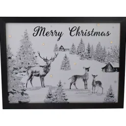 Black White Winter Scene LED Canvas Art Print Christmas Art & Wall Decor