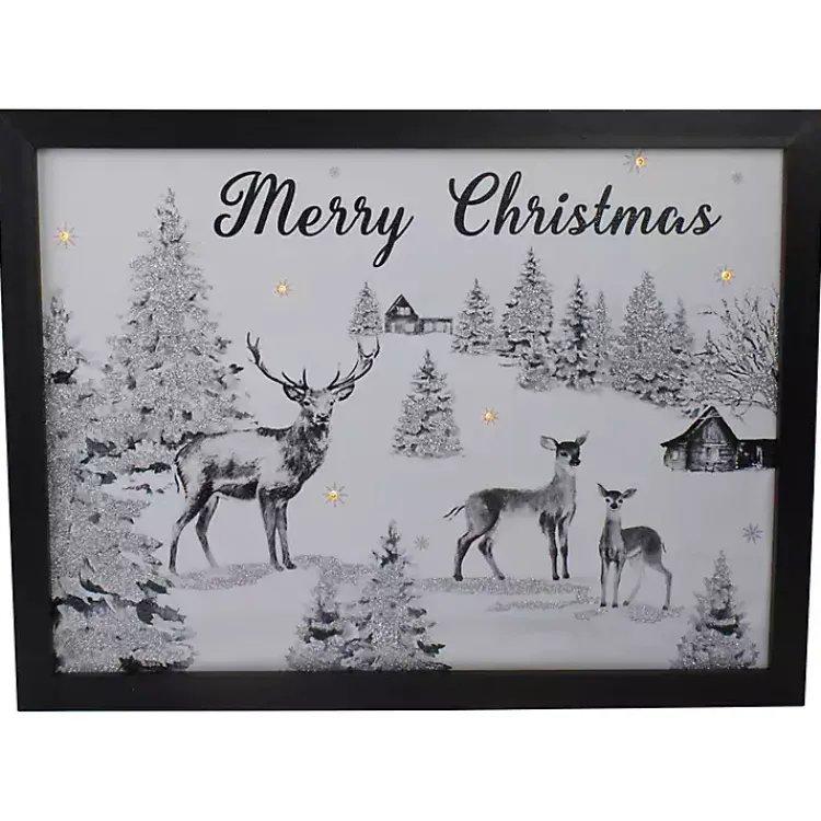 Black White Winter Scene LED Canvas Art Print Christmas Art & Wall Decor