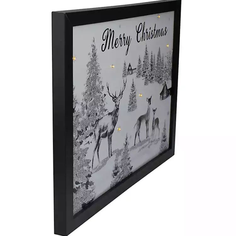 Black White Winter Scene LED Canvas Art Print Christmas Art & Wall Decor