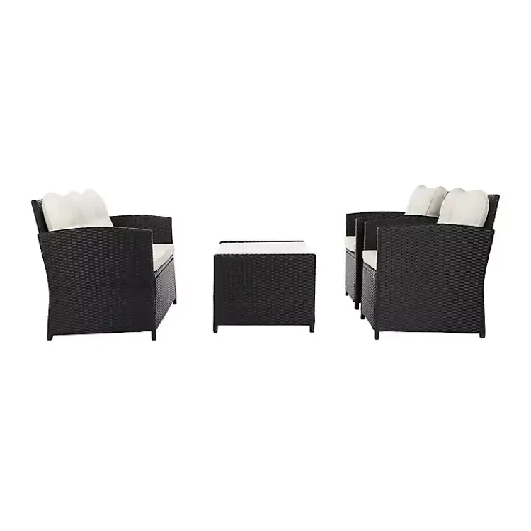 Kirklands Home Outdoor Sets|Black Wicker 4-pc. Deluxe Outdoor Living Set