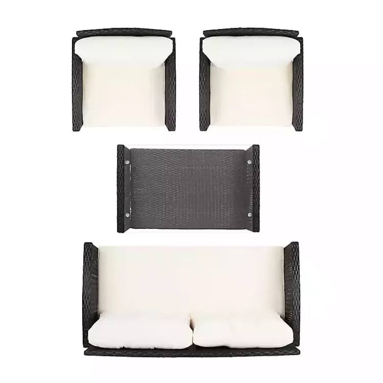 Kirklands Home Outdoor Sets|Black Wicker 4-pc. Deluxe Outdoor Living Set