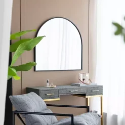 Kirklands Home Decorative Mirrors|Wide Arched Wall Mirror Black