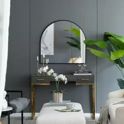 Kirklands Home Decorative Mirrors|Wide Arched Wall Mirror Black