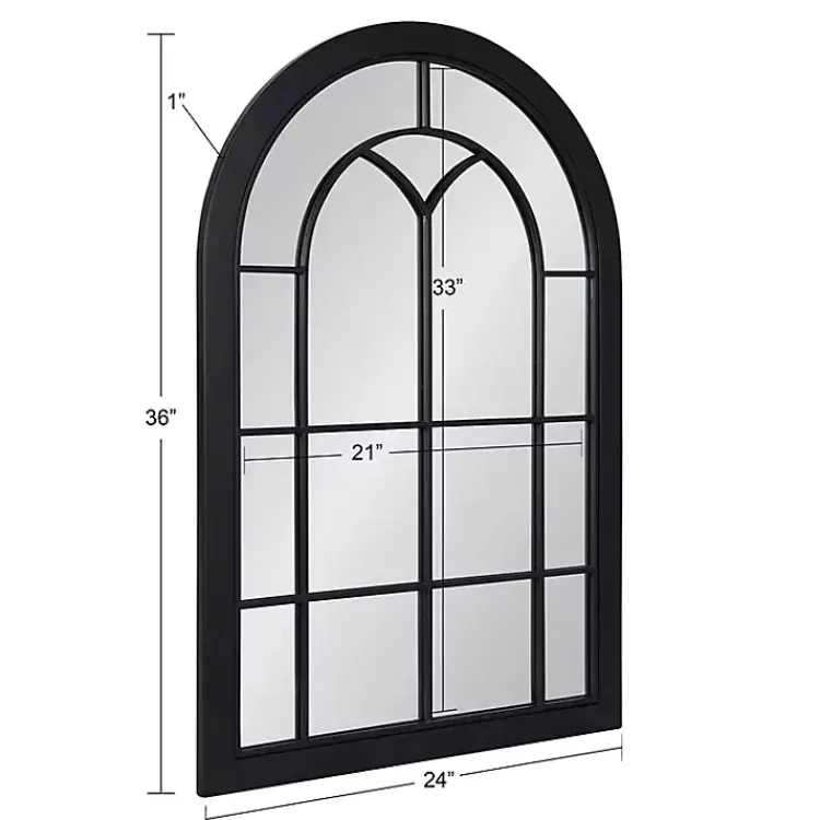 Kirklands Home Decorative Mirrors|Windowpane Arch Geoffrey Mirror Black