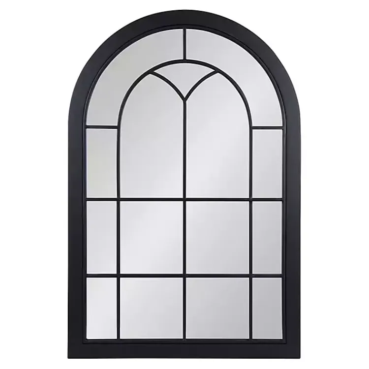 Kirklands Home Decorative Mirrors|Windowpane Arch Geoffrey Mirror Black