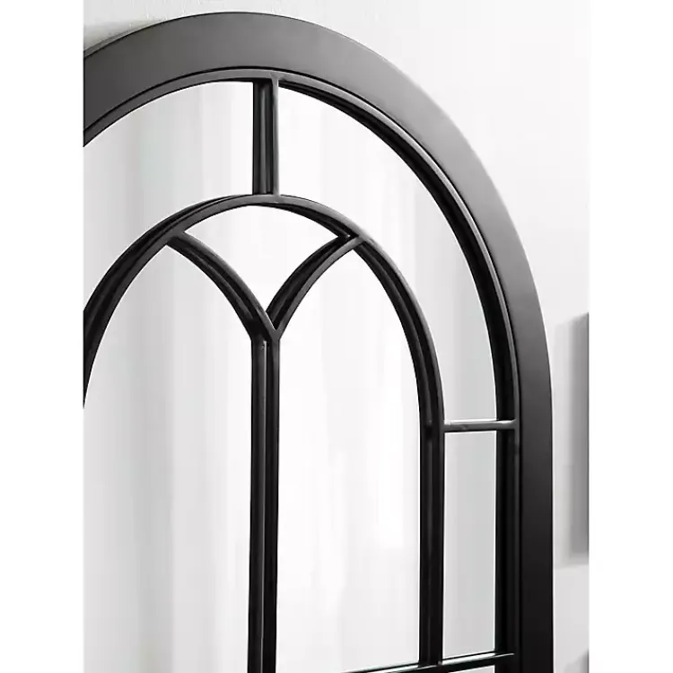 Kirklands Home Decorative Mirrors|Windowpane Arch Geoffrey Mirror Black
