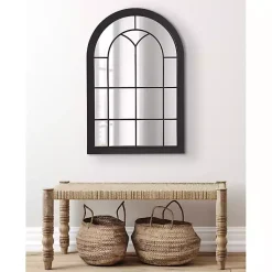 Kirklands Home Decorative Mirrors|Windowpane Arch Geoffrey Mirror Black