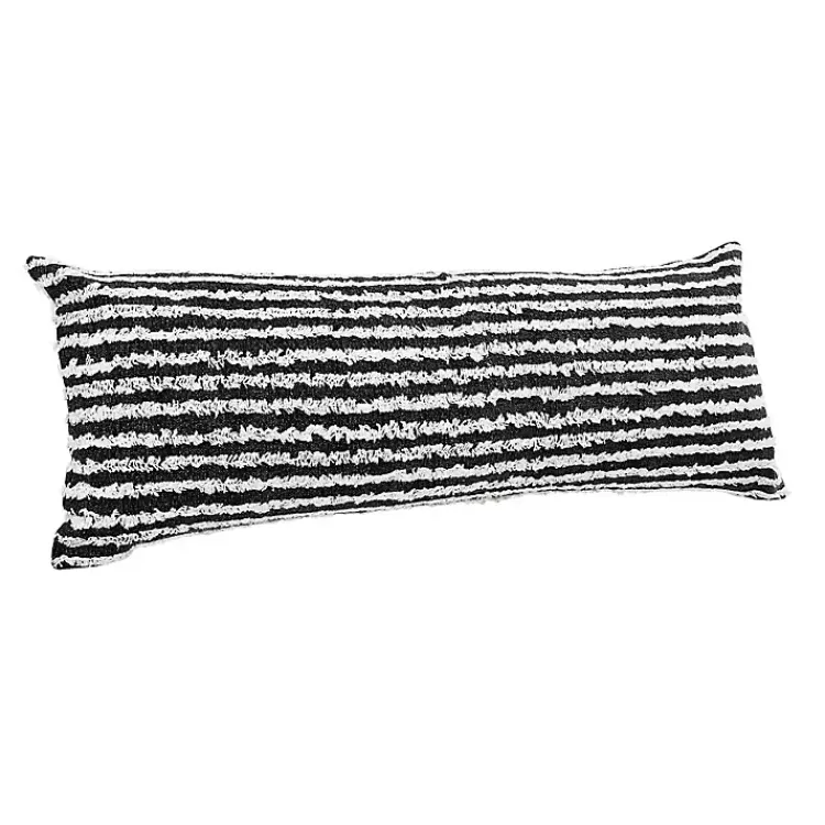 Clearance Black Wispy Ways Tufted Stripe Lumbar Pillow Pillows