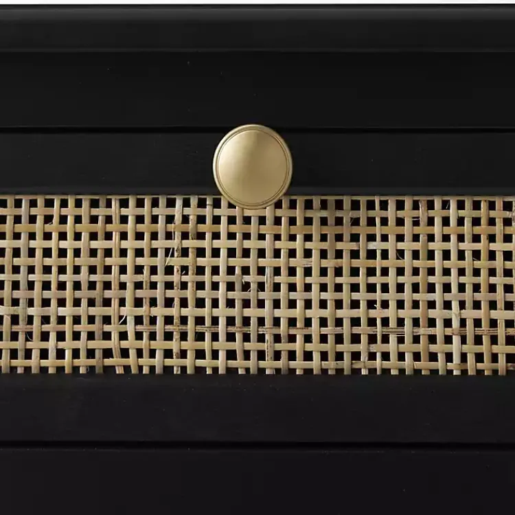 Kirklands Home Cabinets & Sideboards|Wood & Natural Rattan Wine Bottle Cabinet Black