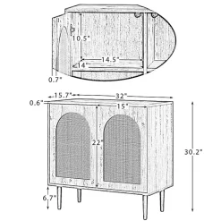 Kirklands Home Cabinets & Sideboards|Wood and Arched Rattan 2-Door Cabinet Black