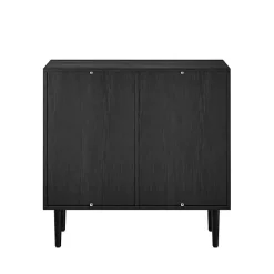 Kirklands Home Cabinets & Sideboards|Wood and Arched Rattan 2-Door Cabinet Black