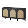 Kirklands Home Cabinets & Sideboards|Black Wood and Cane Arched Sideboard Cabinet