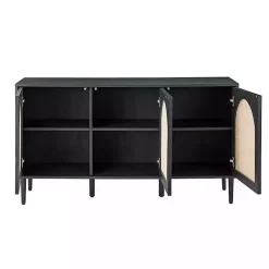 Kirklands Home Cabinets & Sideboards|Black Wood and Cane Arched Sideboard Cabinet