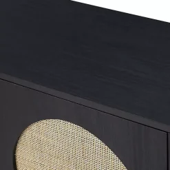 Kirklands Home Cabinets & Sideboards|Black Wood and Cane Arched Sideboard Cabinet