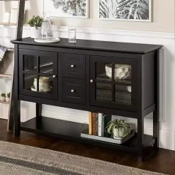 Kirklands Home Cabinets & Sideboards|Wood and Glass Buffet Cabinet Black