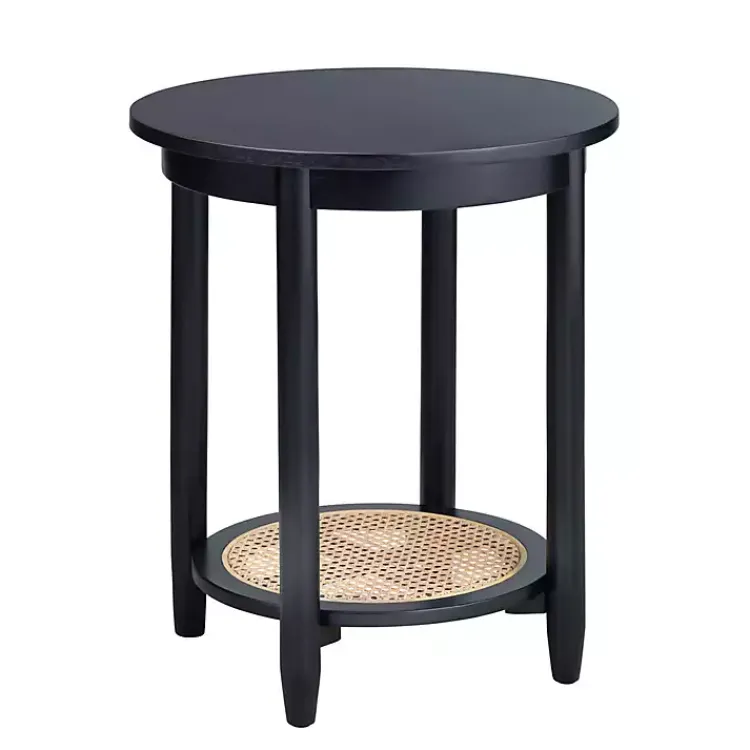 Kirklands Home Accent & End Tables|Wood and Rattan Boho Accent Table Black