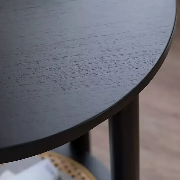Kirklands Home Accent & End Tables|Wood and Rattan Boho Accent Table Black