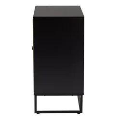 Kirklands Home Cabinets & Sideboards|Wood and Rattan 2-Door Cabinet Black