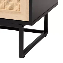 Kirklands Home Cabinets & Sideboards|Wood and Rattan 2-Door Cabinet Black