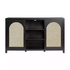 Kirklands Home Cabinets & Sideboards|Wood and Rattan 2-Door Sideboard Black
