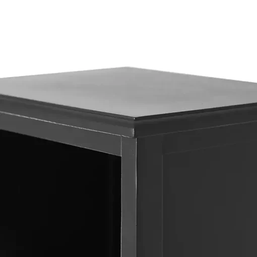 Kirklands Home Bookshelves|Wood and Rattan 3-Tier Bookcase Black