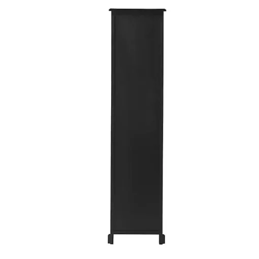 Kirklands Home Bookshelves|Wood and Rattan 3-Tier Bookcase Black