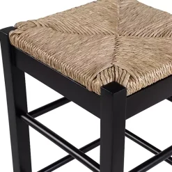 Kirklands Home Bar Stools & Counter Height Stools|Wood and Woven Rush Counter Stool Black