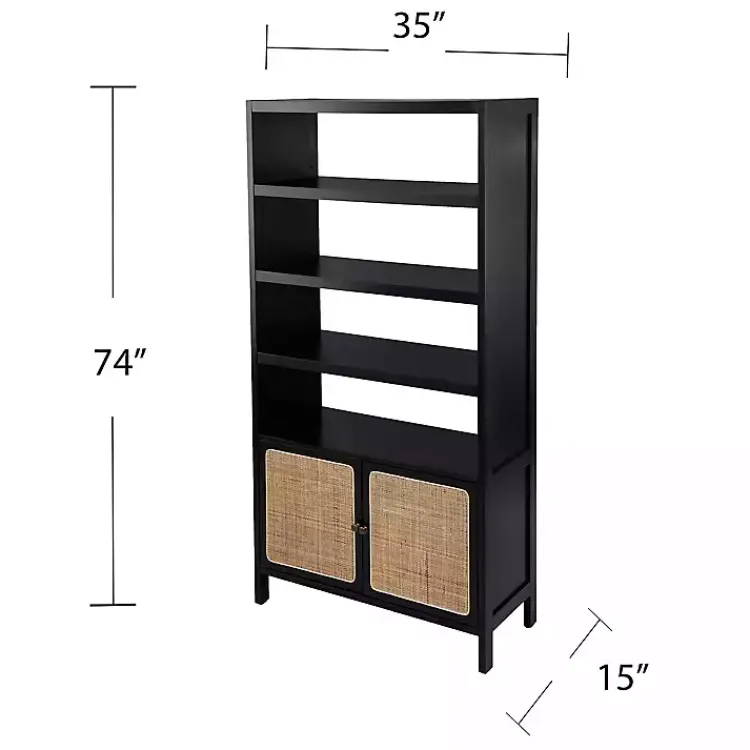 Kirklands Home Bookshelves|Wood Cane Doors Bookshelf Black