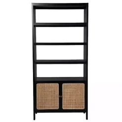 Kirklands Home Bookshelves|Wood Cane Doors Bookshelf Black