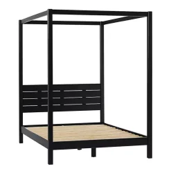 Kirklands Home Beds & Headboards|Wood Canopy Full Bed Black