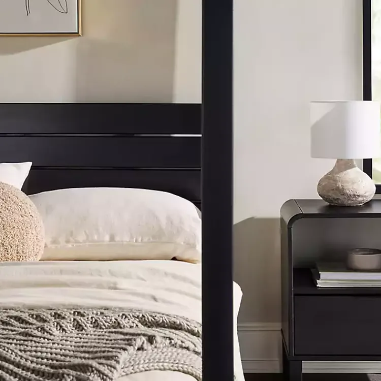 Kirklands Home Beds & Headboards|Wood Canopy Full Bed Black