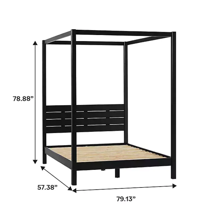 Kirklands Home Beds & Headboards|Wood Canopy Full Bed Black