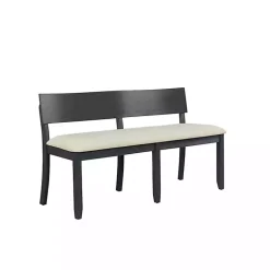 Kirklands Home Benches & Ottomans|Black Wood Cream Upholstered Bench White
