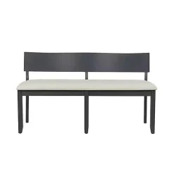 Kirklands Home Benches & Ottomans|Black Wood Cream Upholstered Bench White