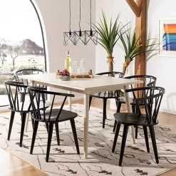Kirklands Home Dining Chairs|Wood Curved Spindle Dining Chairs, Set of 2 Black
