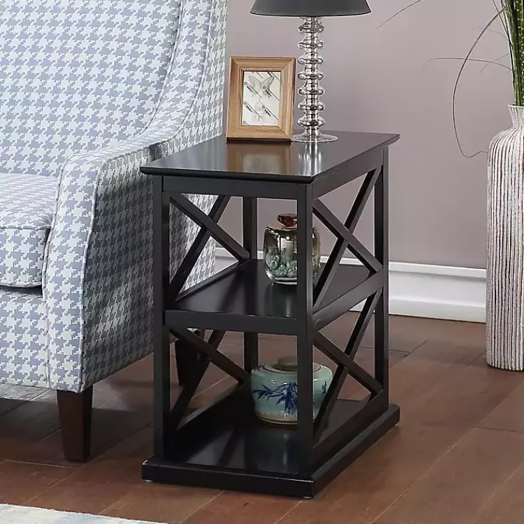 Kirklands Home Accent & End Tables|Wood Double X Sides Accent Table Black