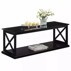 Kirklands Home Coffee Tables|Wood Double X Sides Coffee Table Black
