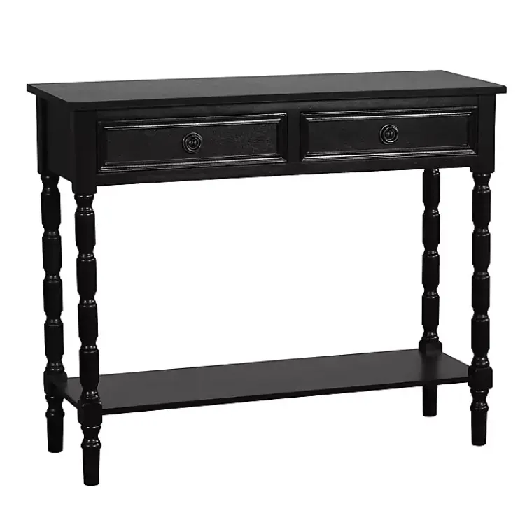 Kirklands Home Console Tables|Wood 2-Drawer Barrett Console Table Black