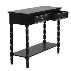 Kirklands Home Console Tables|Wood 2-Drawer Barrett Console Table Black
