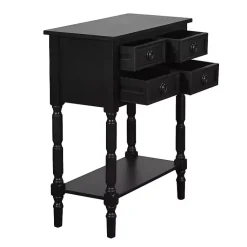 Kirklands Home Console Tables|Wood 4-Drawer Barrett Console Table Black