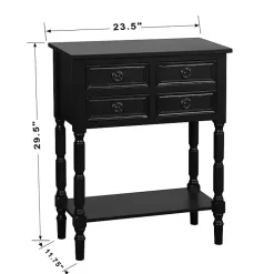 Kirklands Home Console Tables|Wood 4-Drawer Barrett Console Table Black