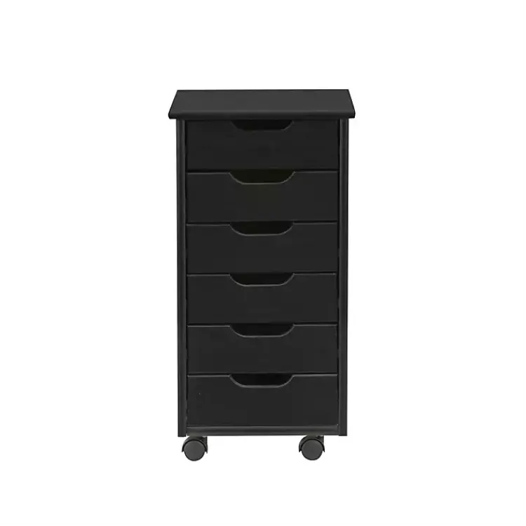 Kirklands Home Office Furniture|Wood 6-Drawer Cary Storage Cart Black