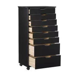 Kirklands Home Office Furniture|Wood 8-Drawer Cary Storage Cart Black